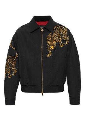 Versace animal-print zip-up jacket - Black