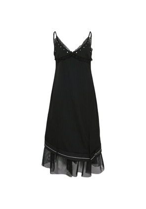 Andersson Bell lace-detail pinstripe midi dress - Black