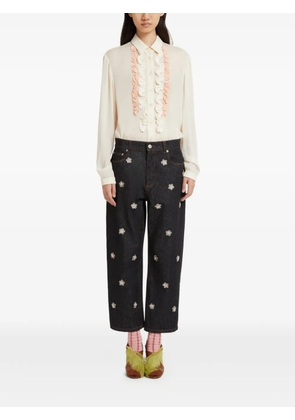 Marni daisy appliqué five-pocket jeans - Blue