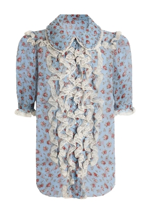 Dolce & Gabbana ruffled floral top - Blue