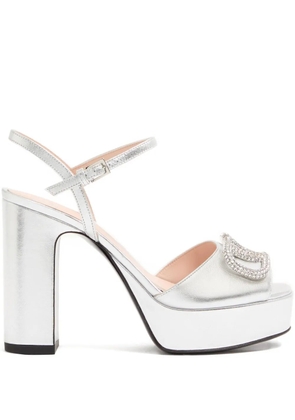 Valentino Garavani v-logo Signature platform sandals - Silver