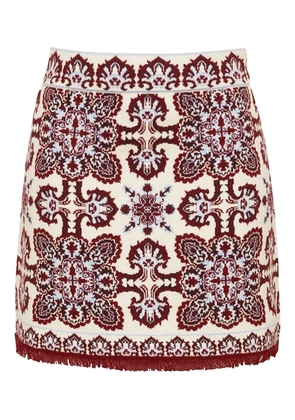 Cara Cara Lindy ornate-print fringed-hem mini skirt - Neutrals