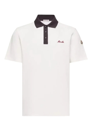 Moncler contrast-collar logo polo shirt - White