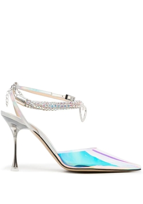 MACH & MACH iridescent crystal-strap pumps - Metallic