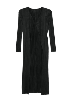 Pleats Please Issey Miyake pleated-effect open-front coat - Black