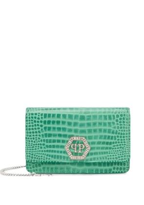 Philipp Plein hexagon-logo chain-strap clutch bag - Green