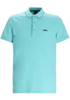 BOSS logo-embroidered polo shirt - Blue