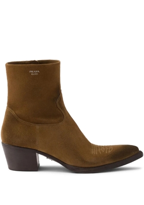 Prada 45mm suede boots - Brown