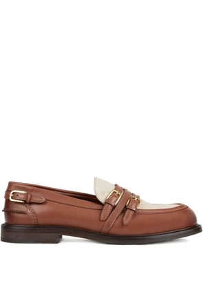 SANDRO buckled leather loafers - Brown