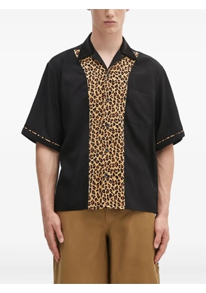 WACKO MARIA leopard-print panel shirt - Black