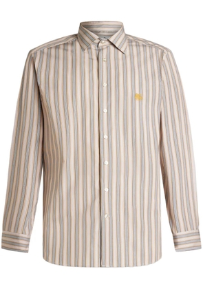 ETRO Pegaso-embroidered striped shirt - Neutrals