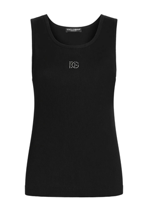 Dolce & Gabbana rhinestone-logo tank top - Black