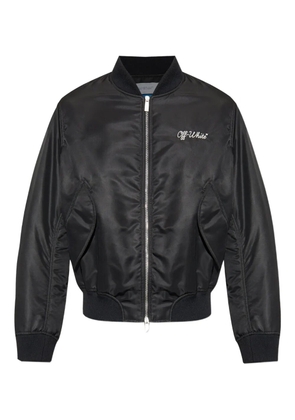 Off-White logo-embroidered bomber jacket - Black