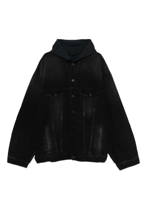 Balenciaga logo-embroidered hooded jacket - Black