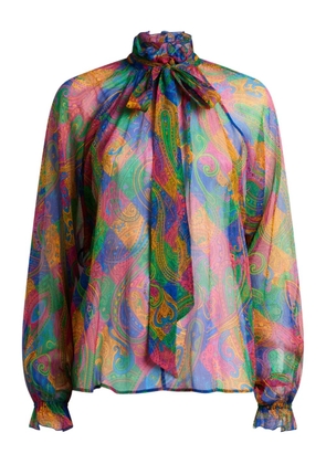 ETRO geometric paisley silk top - Green