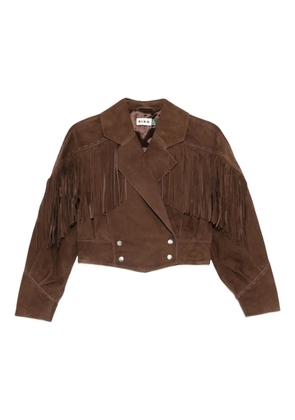 Rixo fringe-detail double-breasted jacket - Brown