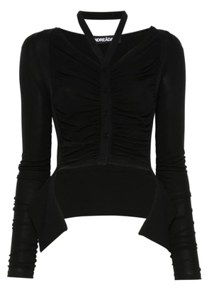 ANDREĀDAMO draped jersey cardigan - Black