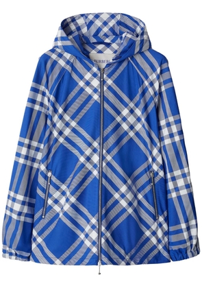 Burberry check-pattern hooded jacket - Blue
