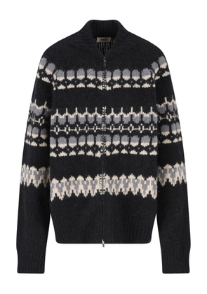 Barena jacquard zip cardigan - Black