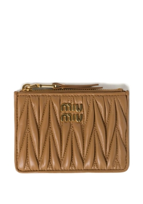 Miu Miu Matelassé leather card holder - Neutrals