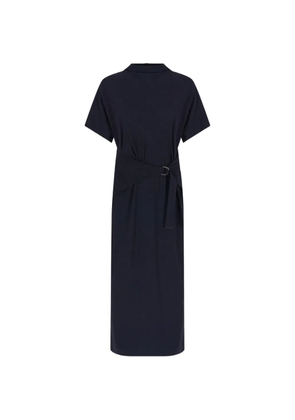 Brunello Cucinelli short-sleeve belted midi dress - Blue