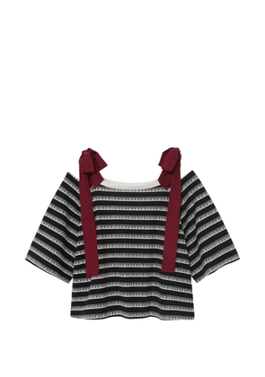 Undercover stripe tie ribbon shoulder blouse - Black