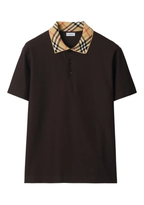 Burberry Check collar cotton polo shirt - Brown