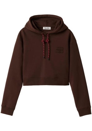Miu Miu cotton fleece hoodie - Brown