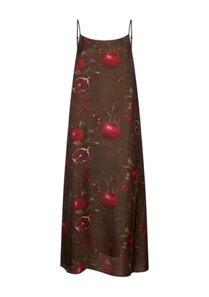 Uma Wang Anaya pomegranate-print slip midi dress - Brown