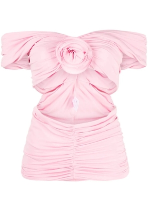 Magda Butrym rose-appliqué ruched top - Pink