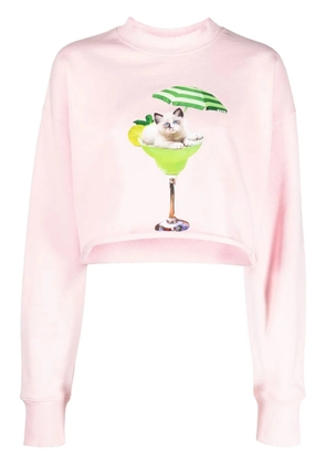 MSGM graphic print cropped sweatshirt - Pink