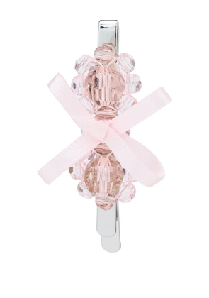 Simone Rocha bow crystal flower hair clip - Silver