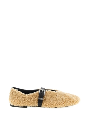 Kate Cate shearling buckle jude ballet flats - Neutrals