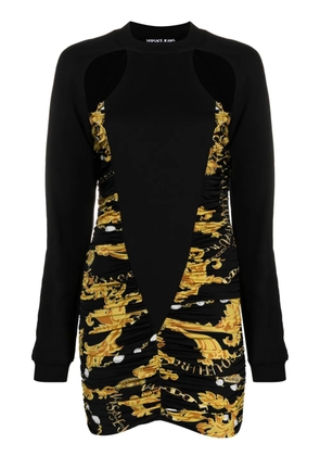 Versace Jeans Couture logo-print cut-out ruched minidress - Black
