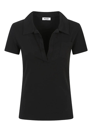 base patch-pocket polo-collar t-shirt - Black
