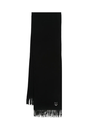Maison Kitsuné logo-embroidered virgin wool scarf - Black