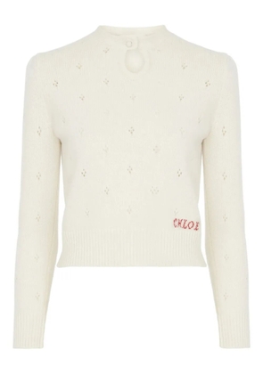 Chloé Pointelle embroidered sweater - Neutrals