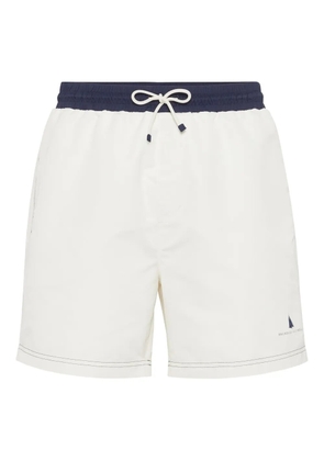 Brunello Cucinelli logo-print swim shorts - White