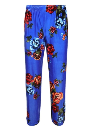VETEMENTS floral-print velvet track pants - Blue