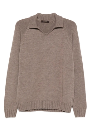 Zanone polo-neck wool sweater - Brown