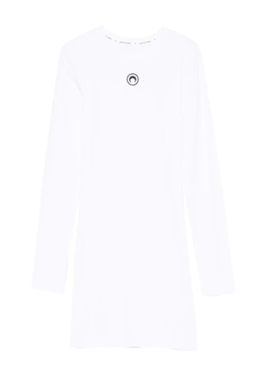 Marine Serre crew-neck long-sleeve dress - White