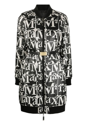 Max Mara logo-print belted coat - Black
