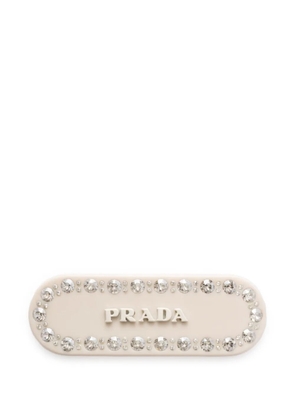 Prada logo-plaque hair clip - White