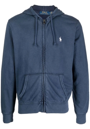 Polo Ralph Lauren logo-embroidered zip-up drawstring hoodie - Blue
