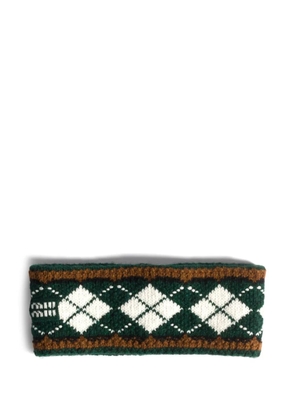 Miu Miu logo-embroidery argyle-pattern headband - Green