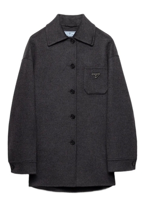 Prada contrast-collar buttoned coat - Black