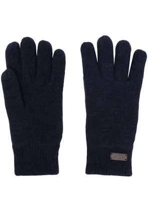 Barbour logo-patch ribbed gloves - Blue