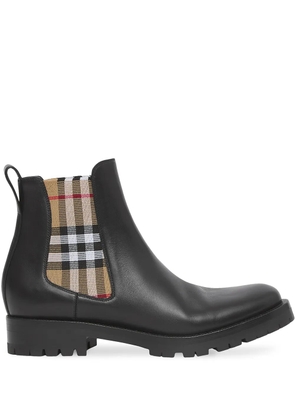 Burberry Chelsea check-panel boots - Black