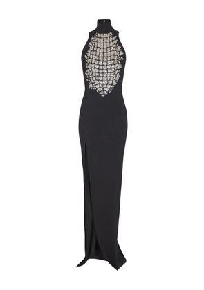 Balmain high-neck embellished slit maxi dress - Black