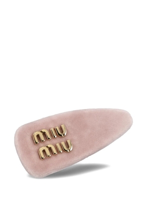 Miu Miu velvet logo-detail hair clip - Pink